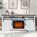 Parrot Uncle 68-Inch Farmhouse TV Stand with 23-Inch Insert Opening Electric Fireplace