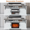Parrot Uncle 68-Inch Farmhouse TV Stand with 23-Inch Insert Opening Electric Fireplace