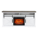 Parrot Uncle 68-Inch Farmhouse TV Stand with 23-Inch Insert Opening Electric Fireplace