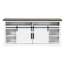 Parrot Uncle 68-Inch Farmhouse TV Stand with 23-Inch Insert Opening Electric Fireplace