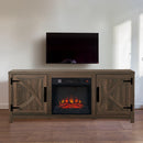 Parrot Uncle 58-Inch Farmhouse TV Stand with 18-Inch Insert Electric Fireplace for Living Room