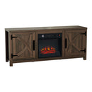 Parrot Uncle 58-Inch Farmhouse TV Stand with 18-Inch Insert Electric Fireplace for Living Room