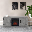 Parrot Uncle 58-Inch Farmhouse TV Stand with 18-Inch Insert Electric Fireplace for Living Room