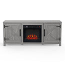 Parrot Uncle 58-Inch Farmhouse TV Stand with 18-Inch Insert Electric Fireplace for Living Room