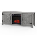 Parrot Uncle 58-Inch Farmhouse TV Stand with 18-Inch Insert Electric Fireplace for Living Room