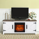Parrot Uncle 58-Inch Farmhouse TV Stand with 18-Inch Insert Electric Fireplace for Living Room