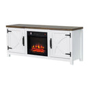 Parrot Uncle 58-Inch Farmhouse TV Stand with 18-Inch Insert Electric Fireplace for Living Room