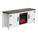 Parrot Uncle 58-Inch Farmhouse TV Stand with 18-Inch Insert Electric Fireplace for Living Room