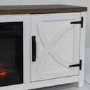 Parrot Uncle 58-Inch Farmhouse TV Stand with 18-Inch Insert Electric Fireplace for Living Room