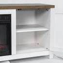 Parrot Uncle 58-Inch Farmhouse TV Stand with 18-Inch Insert Electric Fireplace for Living Room