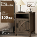 Parrot Uncle 18-Inch Solid Wood Farmhouse Nightstand for Bedroom in Brown or Grey or White