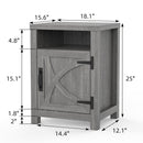 Parrot Uncle 18-Inch Solid Wood Farmhouse Nightstand for Bedroom in Brown or Grey or White