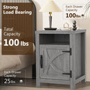 Parrot Uncle 18-Inch Solid Wood Farmhouse Nightstand for Bedroom in Brown or Grey or White