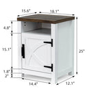 Parrot Uncle 18-Inch Solid Wood Farmhouse Nightstand for Bedroom in Brown or Grey or White