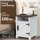 Parrot Uncle 18-Inch Solid Wood Farmhouse Nightstand for Bedroom in Brown or Grey or White