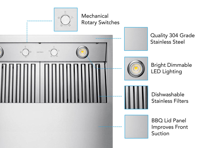 Victory Twister BBQ 42-Inch 1200 CFM Outdoor Wall Mounted Range Hood in Stainless Steel (Twister-BBQ-42)