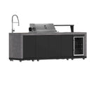 Forno Rimini Outdoor Kitchen 30-Inch BBQ 62,600 BTU, 3 Burners with Sear & Rotisserie, 2.4 cu.ft. Beverage Center, Stainless Steel Sink, Black Cabinets & Gray Sintered Stone Countertop (FODKT2544BLK)
