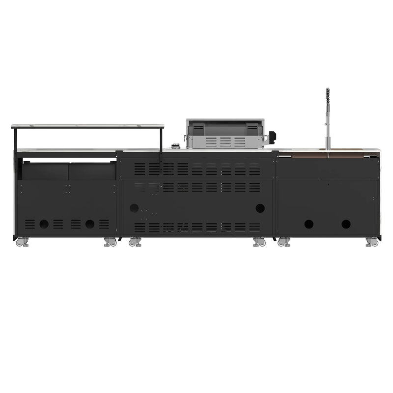 Forno Rimini Outdoor Kitchen 30-Inch BBQ 62,000 BTU, 4.8 cu.ft. Beverage Center, Stainless Steel Sink, White Countertops (FODKT2575WHT)