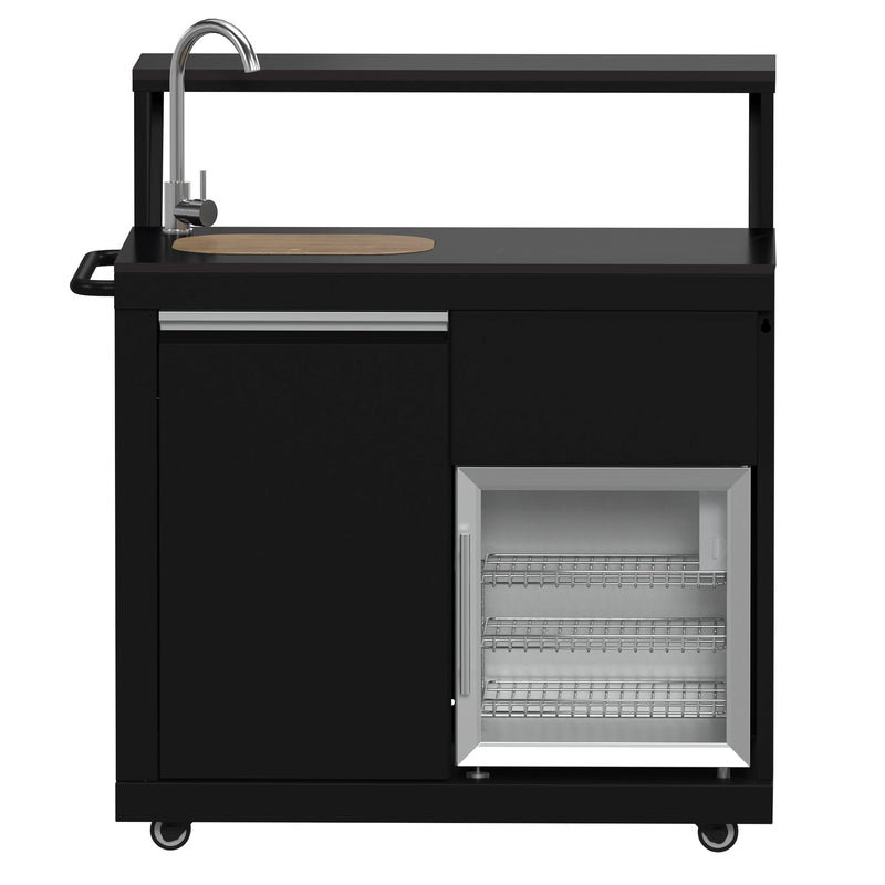 Forno All'Aperto 62,600 BTU BBQ with 3 Stainless-Steel Burners & Infrared Burners & Sink Module with Black Sintered Stone Countertops, Bar & Beverage Center (FODKT2582BLK)