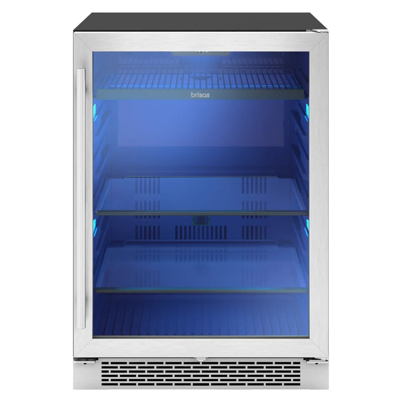 Brisas 24 in. 8-Bottle and 112-Can Single Zone Beverage Cooler in Stainless Steel (BBV24C01AG)