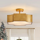 Parrot Uncle 3-Light Vintage Golden LED Semi Flush Mount Light for Entrance, Closet, Kitchen (BBW9279-3110V)