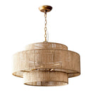 Parrot Uncle Bohemian Antique Gold 6-Light Drum Downrod Mount with Natural Rope Shade (BBW9633-6)