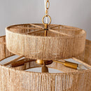 Parrot Uncle Bohemian Antique Gold 6-Light Drum Downrod Mount with Natural Rope Shade (BBW9633-6)