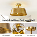 Parrot Uncle 3-Light Golden Semi Flush Mount Lighting (BBW9746-3)