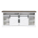 Parrot Uncle 68-Inch Farmhouse TV Stand with Double Sliding Barn Doors for Living Room