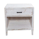 Parrot Uncle Classic Modern 1-Drawer Solid Wood White Nightstand Side Table (BBZ012)
