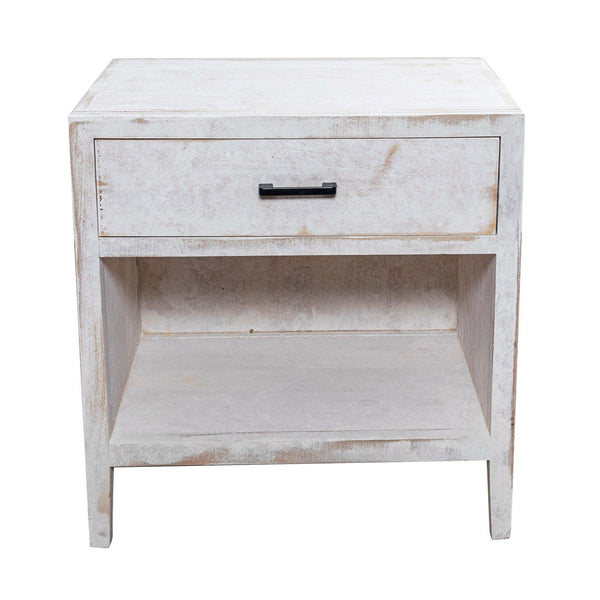 Parrot Uncle Classic Modern 1-Drawer Solid Wood White Nightstand Side Table (BBZ012)