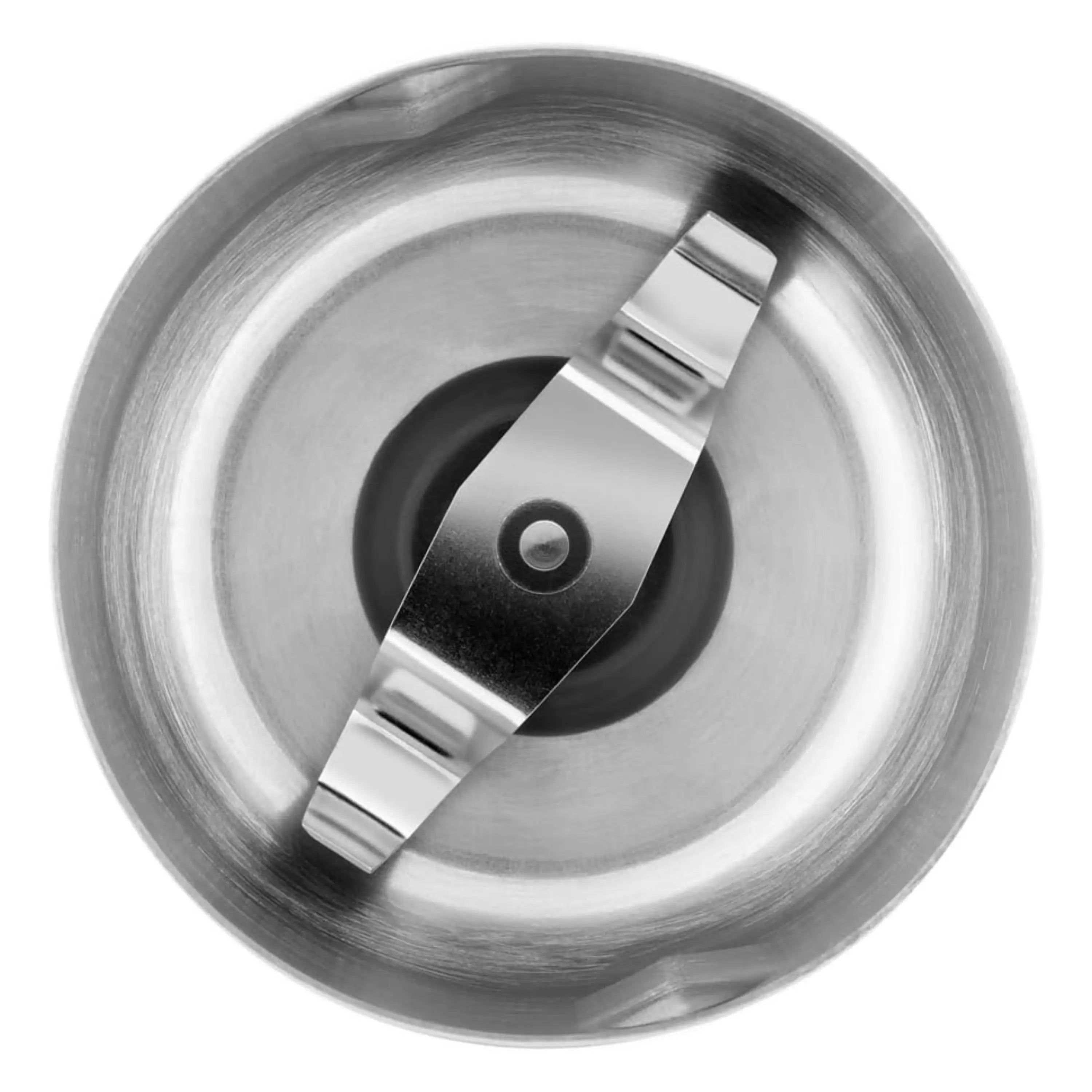 Stainless steel grinding chamber with blade, black central hub