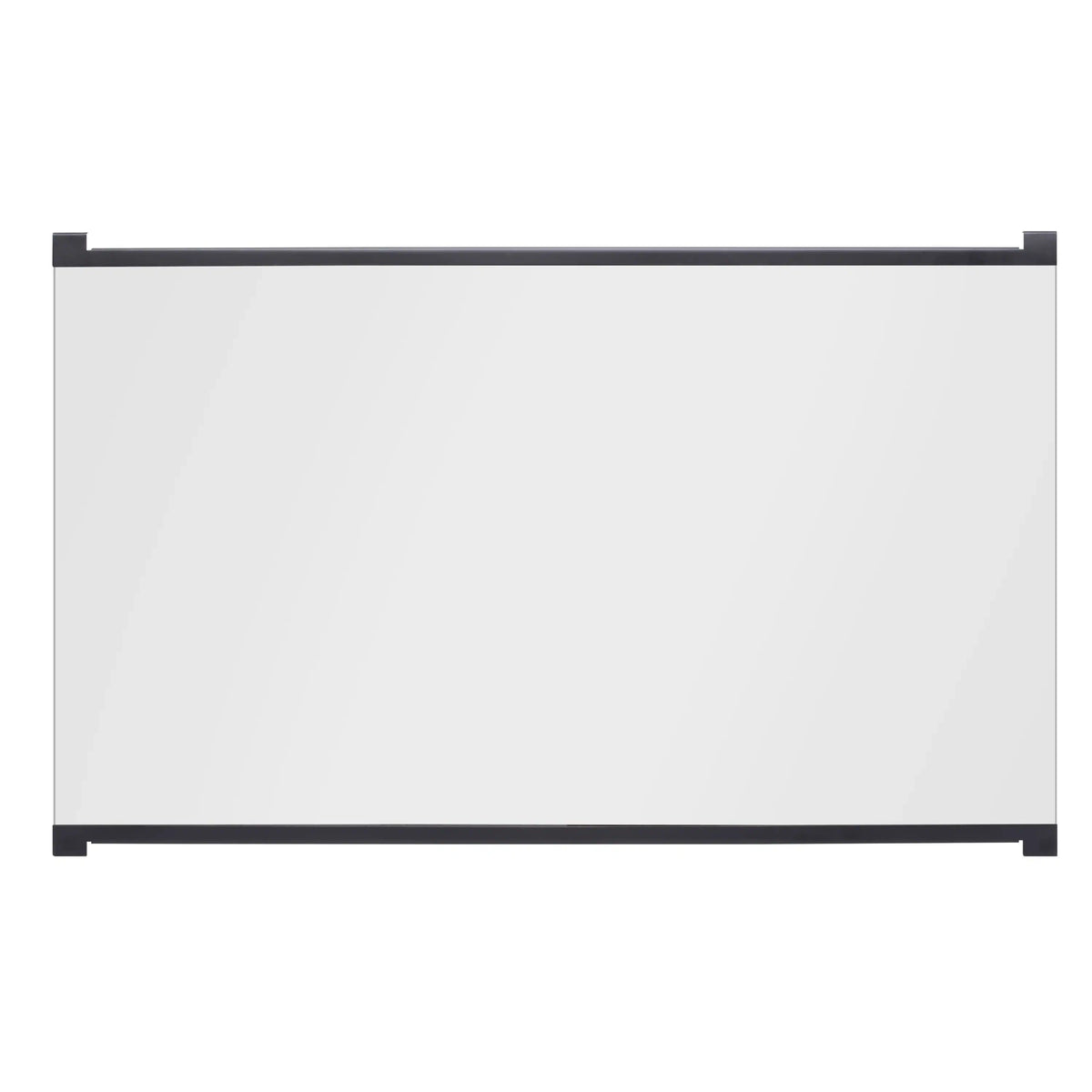 Replacement glass panel for electric firebox, rectangular clear panel with dark frame