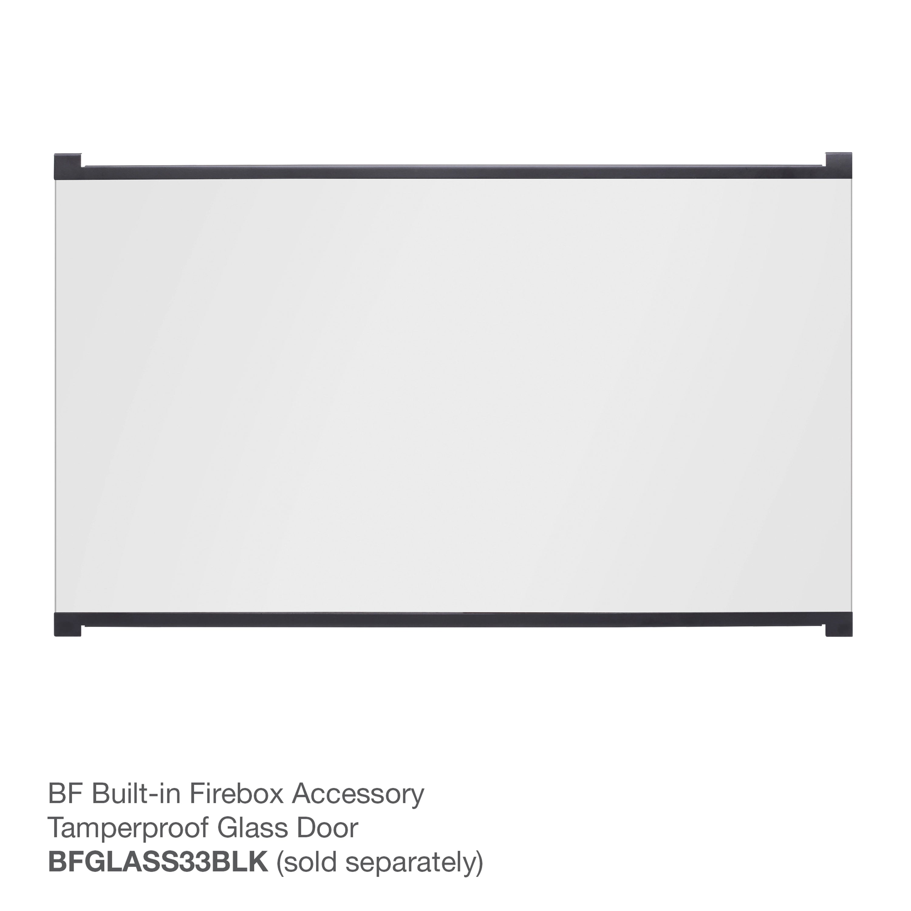 Tamperproof glass door with black frame and light glass panel, rectangular