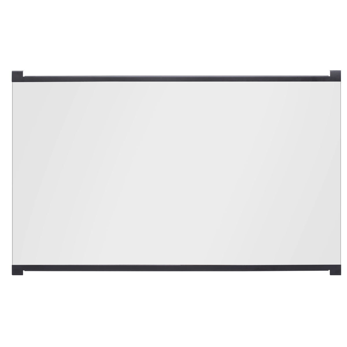 Tamperproof glass door panel with black metal frame, rectangular shape