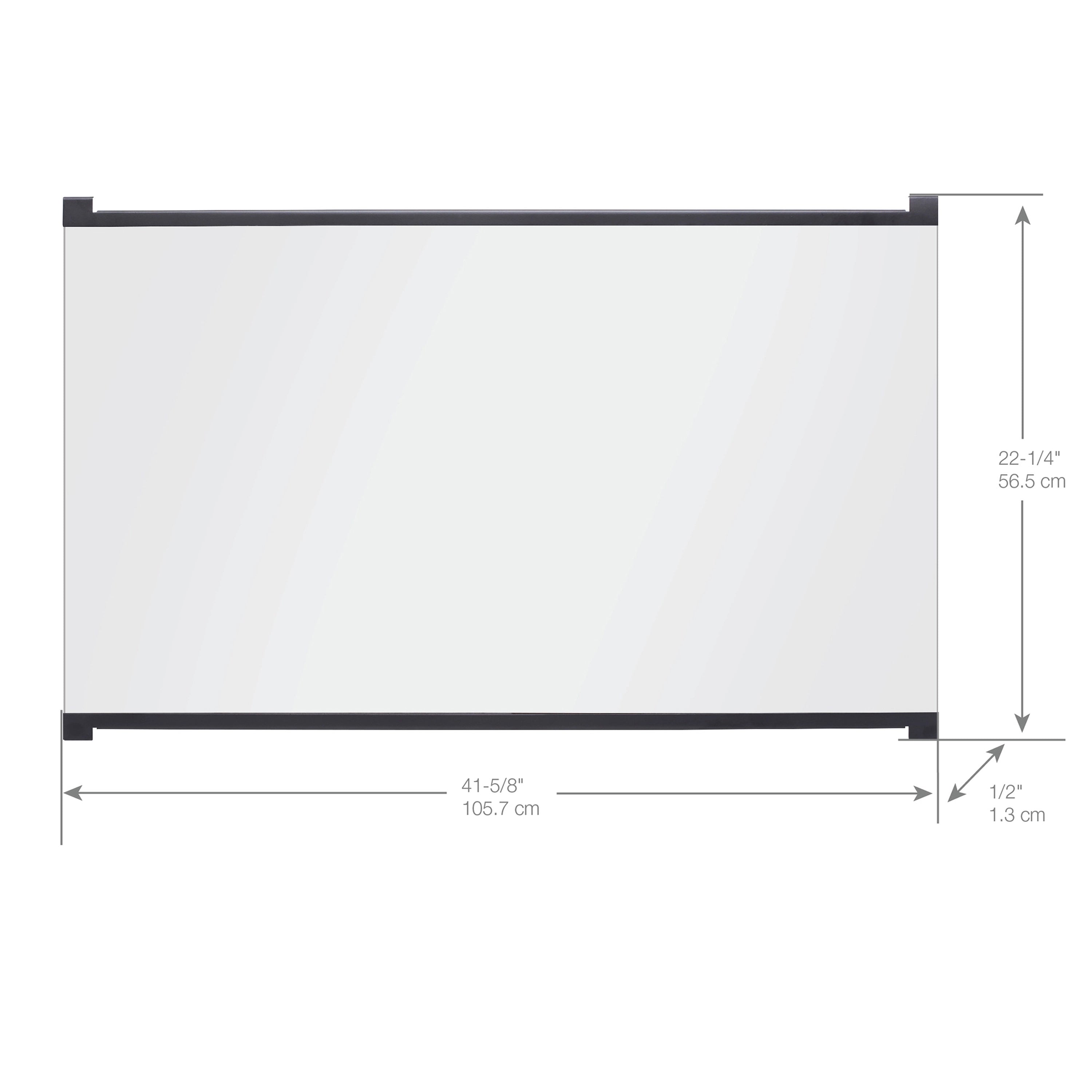 Tamperproof glass firebox door with black frame; 56.5 cm x 105.7 cm