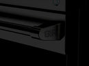 Black oven door handle with raised GR logo