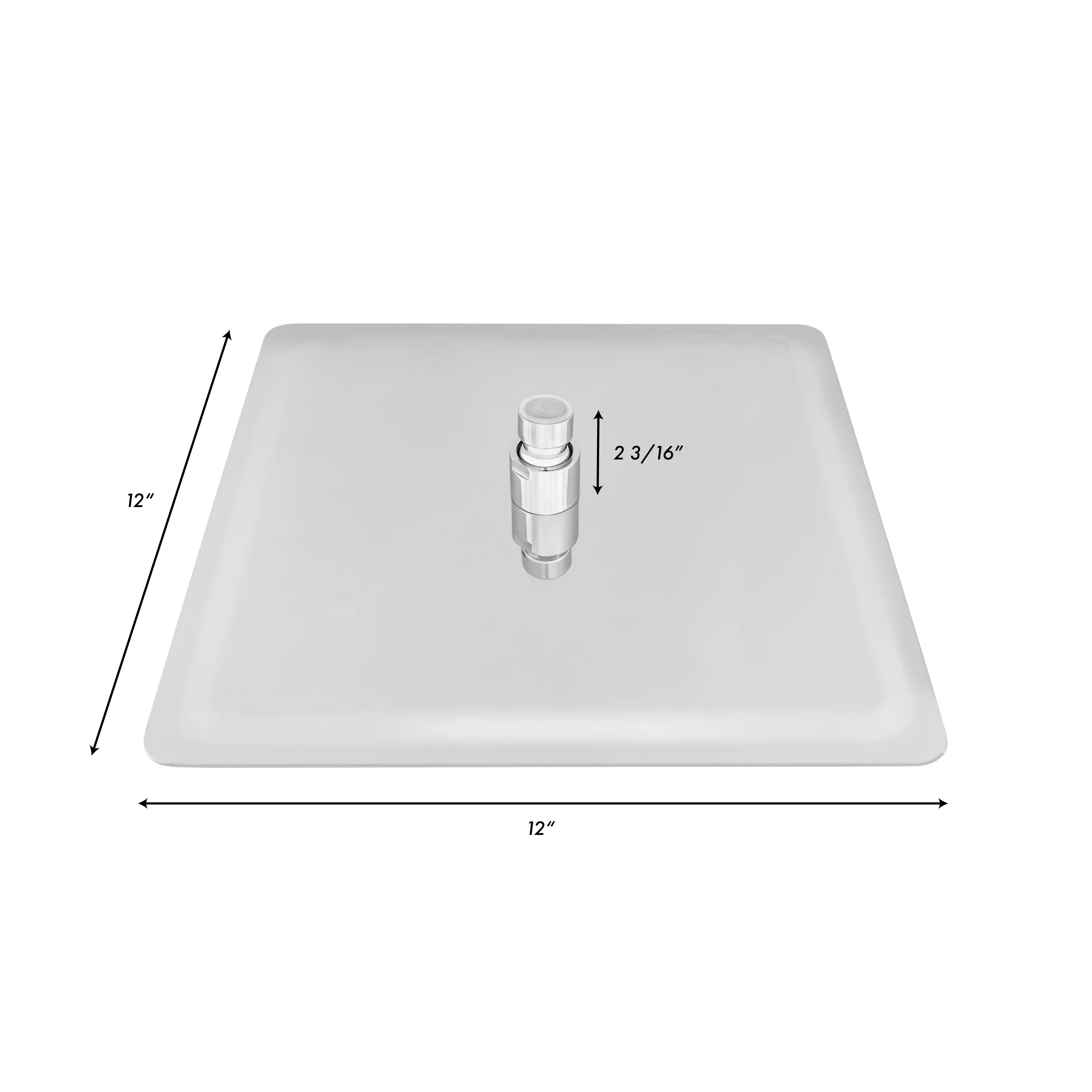 12-inch chrome oversized shower head with square face and central connection