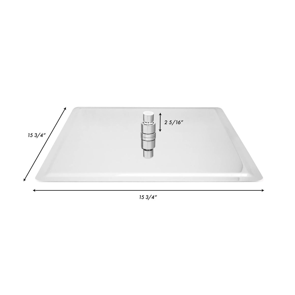 ZLINE Bliss shower head size diagram, chrome spray plate and central mount
