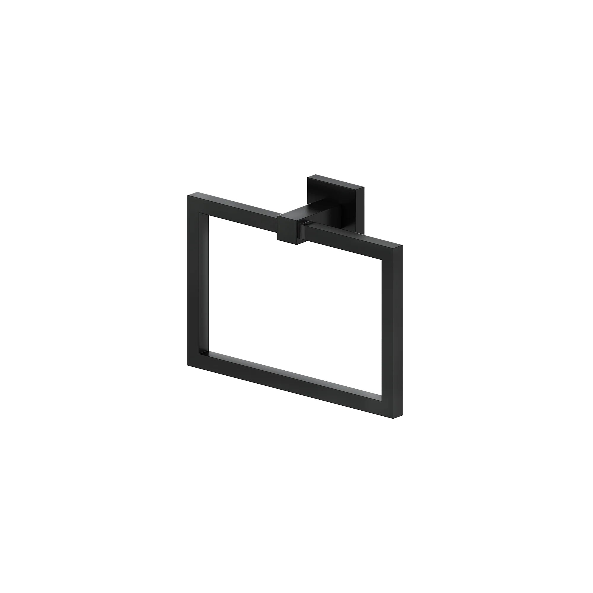 Matte black square towel ring with bar mount