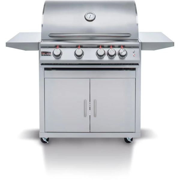 Blaze Grill Package - Premium LTE 32-Inch 4-Burner Built-In Propane Gas Grill With Rear Infrared Burner and Lift-Assist Hood and  Grill Cart in Stainless Steel