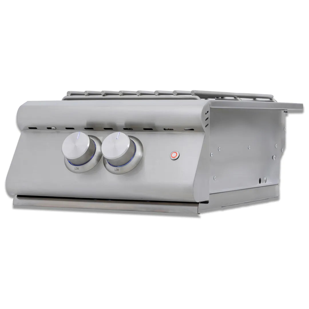 Stainless steel built-in gas power burner with two control knobs and wok ring