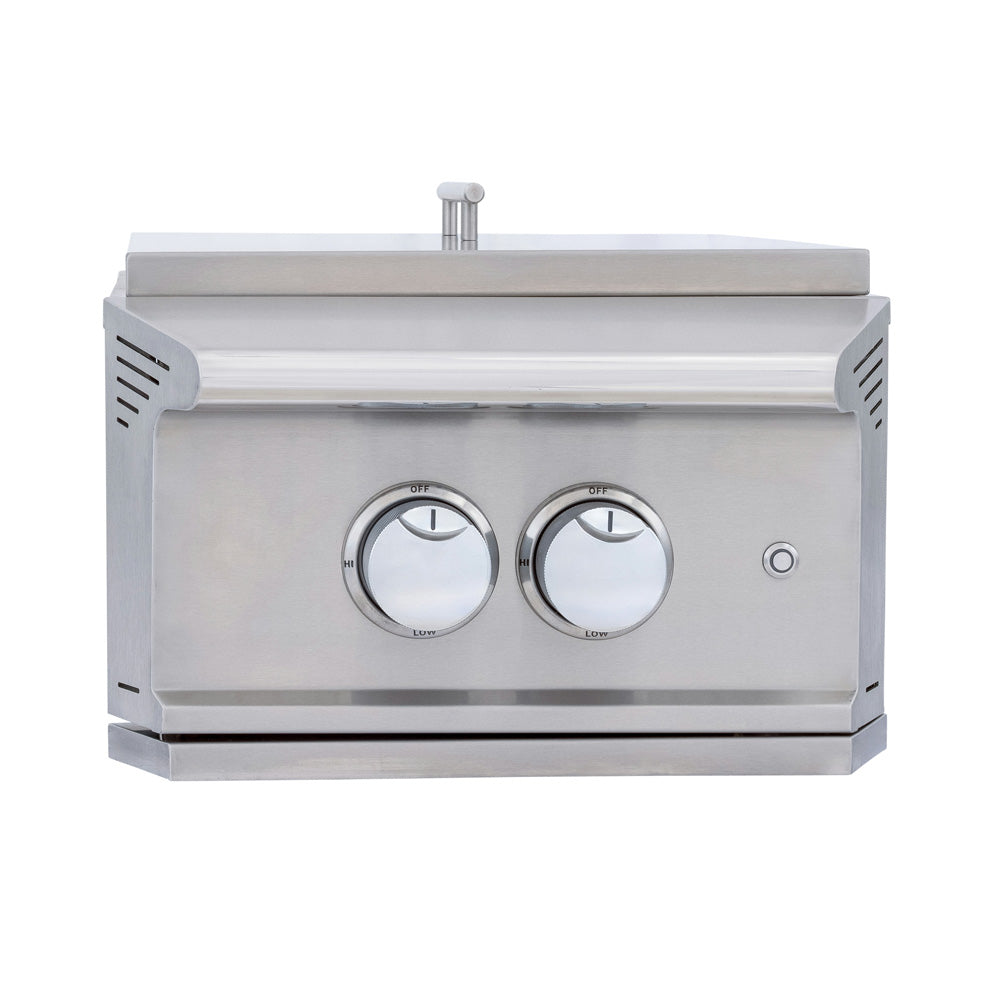 Blaze LTE PRO propane gas power burner front panel with two control knobs