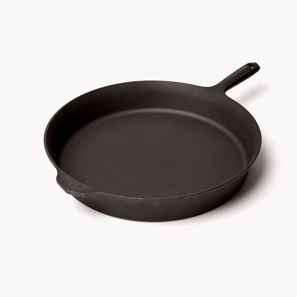 Field Company No.12 cast iron skillet, empty black cooking surface with handle