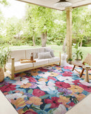 Loloi II Botanical Indoor/Outdoor Navy 3' 3" x 3' 3" Round Accent Rug
