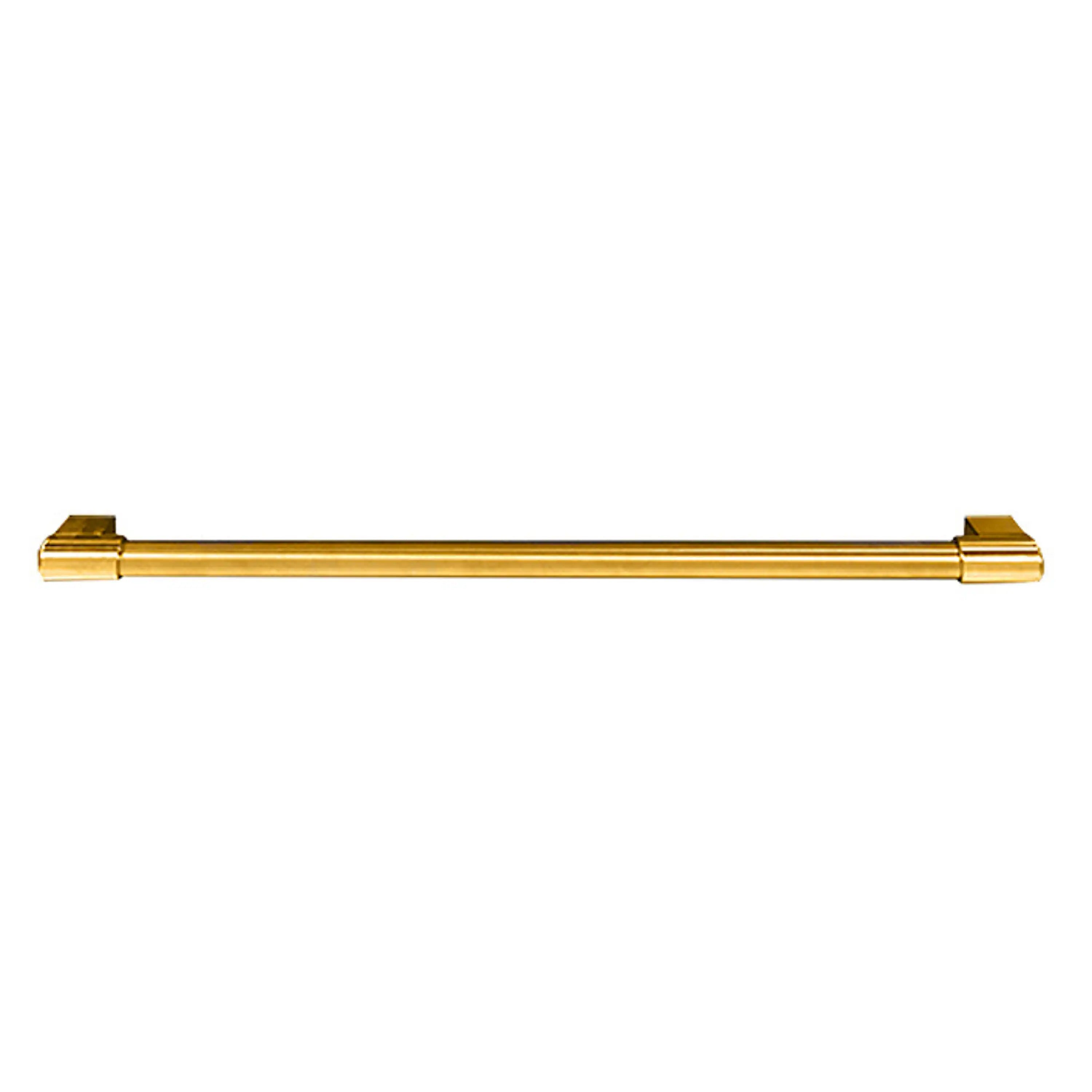 Polished brass warming drawer handle bar with square end caps