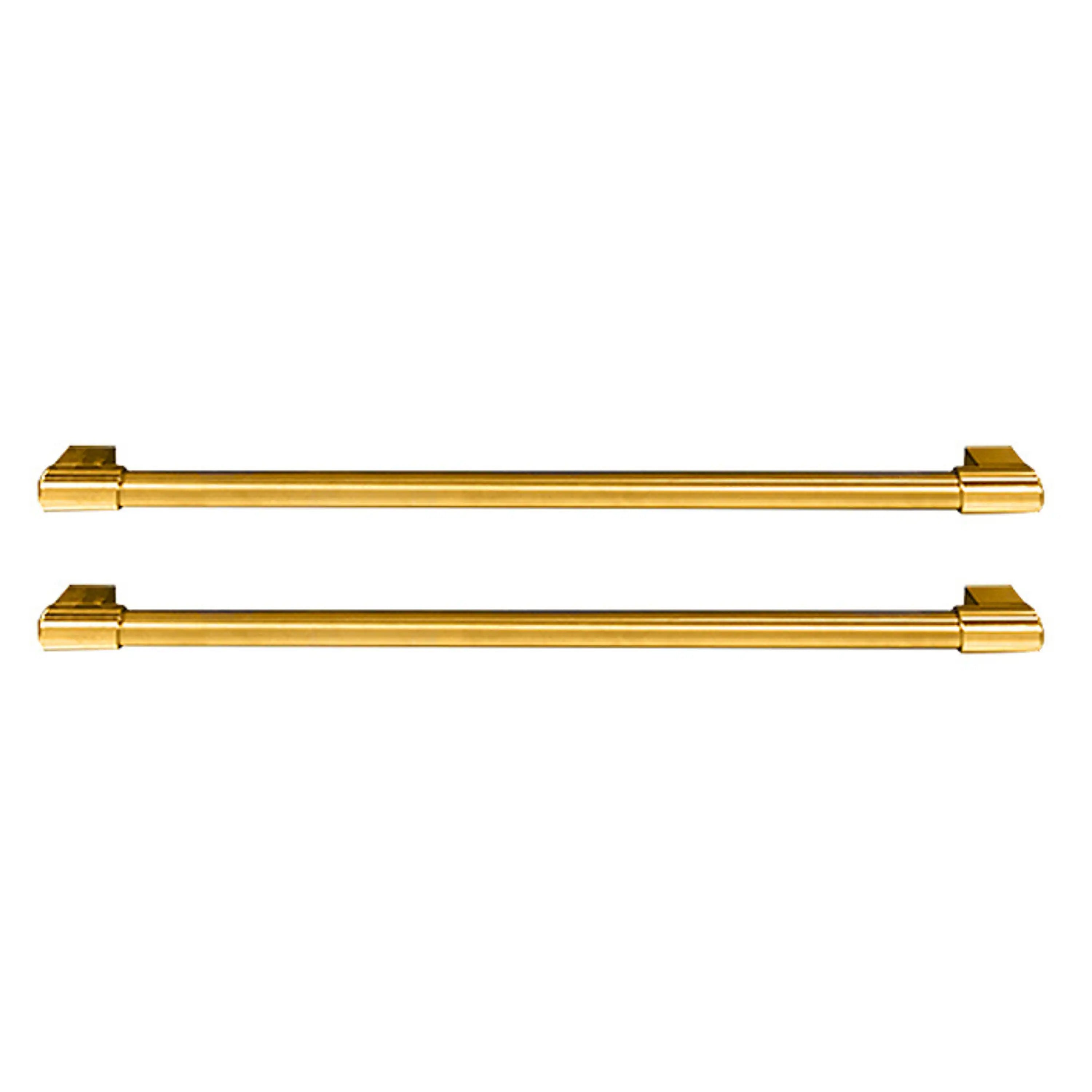 Refrigerator bottom freezer handle kit with two polished brass bar handles
