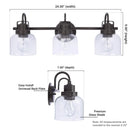 Parrot Uncle Brighton 3-Light Dark Bronze Dimmable Bathroom Vanity Light (BR803BLK)