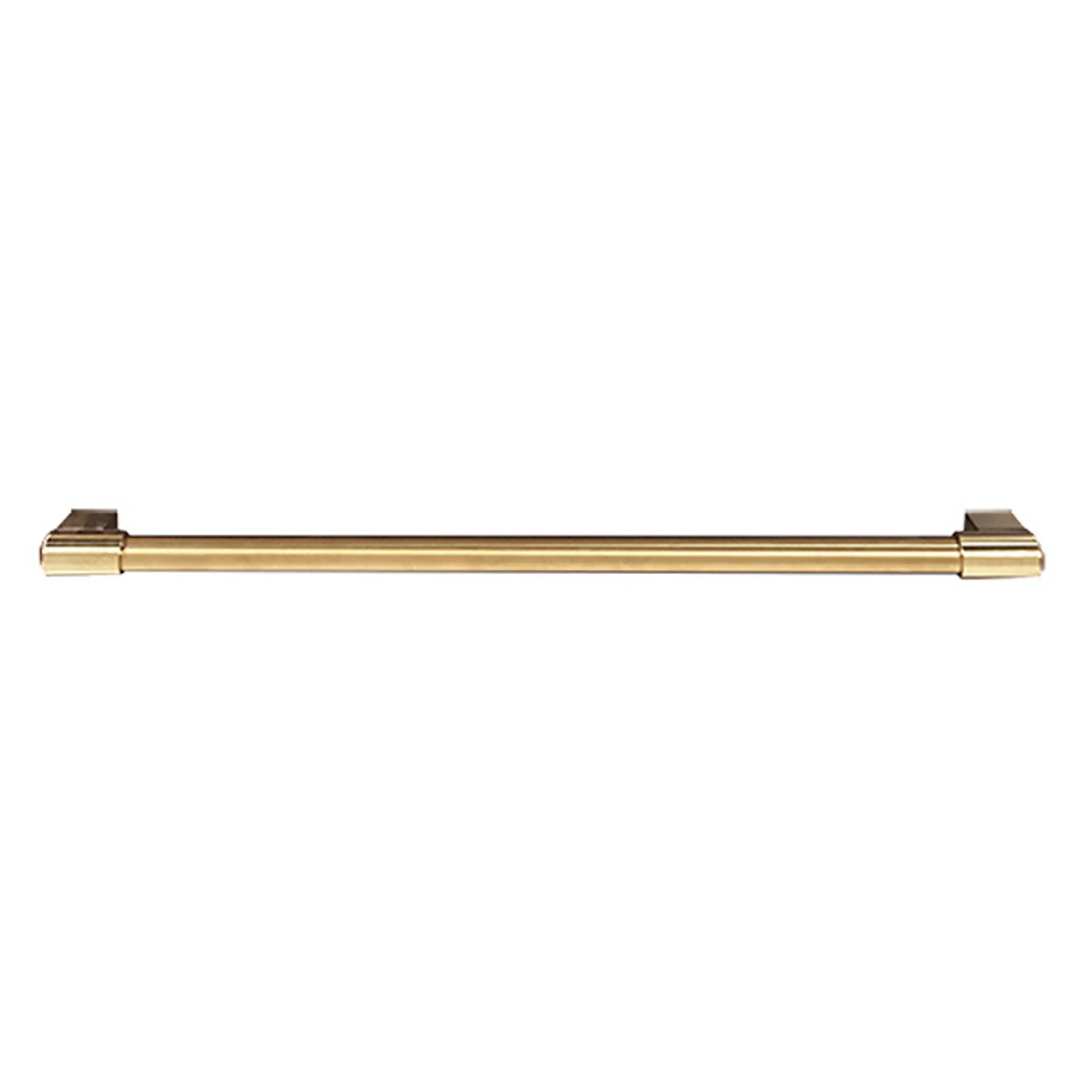 Satin brass warming drawer handle bar with square end caps
