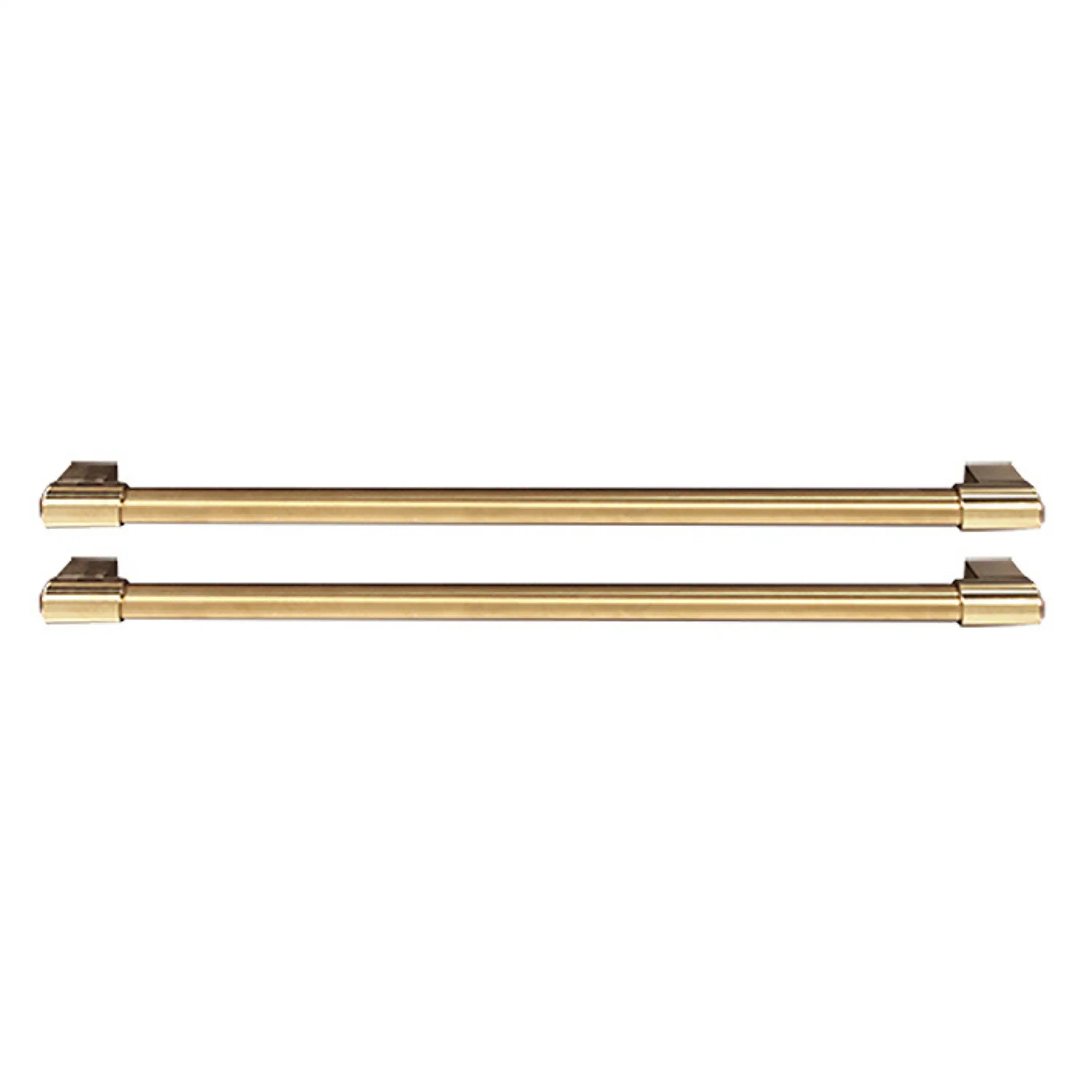 Refrigerator bottom freezer handle kit with two brass satin bar handles